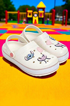 Kız Çocuk Lilo Stich Baskılı Işıklı Kaymaz Taban Havuz Plaj Terliği & Sandaleti