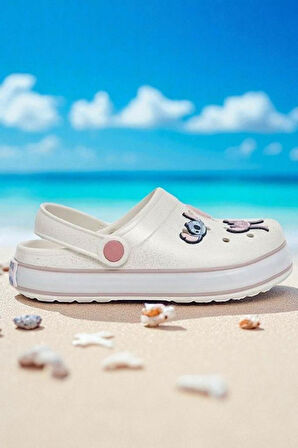 Kız Çocuk Lilo Stich Baskılı Işıklı Kaymaz Taban Havuz Plaj Terliği & Sandaleti