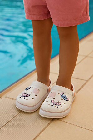 Kız Çocuk Lilo Stich Baskılı Işıklı Kaymaz Taban Havuz Plaj Terliği & Sandaleti