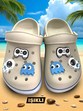 Erkek Çocuk Bej Kaymaz Taban Işıklı Havuz Plaj Terliği & Sandaleti