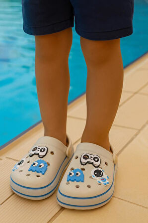 Erkek Çocuk Bej Kaymaz Taban Işıklı Havuz Plaj Terliği & Sandaleti