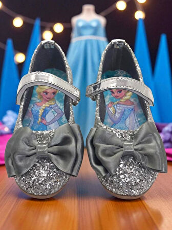 Kız Çocuk Kuromili Parlak Pullu Fiyonklu Babet Ayakkabı