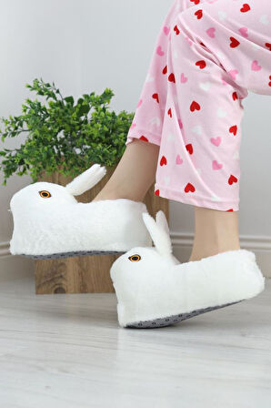 Kadın Kız Çocuk Kombin Hayvanlı Tavşanlı Panduf Ev Botu