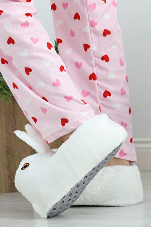 Kadın Kız Çocuk Kombin Hayvanlı Tavşanlı Panduf Ev Botu