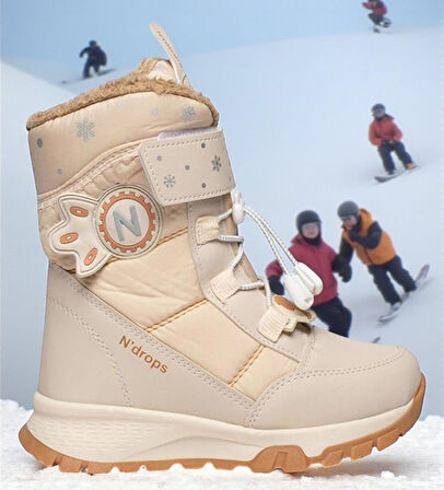 Kız Çocuk Suya Ve Soğuk Havaya Dayanıklı Kaymaz Taban Cırtlı Lacivert Pembe Kar Botu 