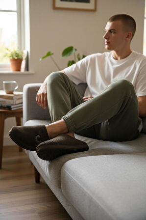 Erkek Ev Terliği Ses Yapmayan Yumuşak Rahat Taban İçi Yünlü Terlik