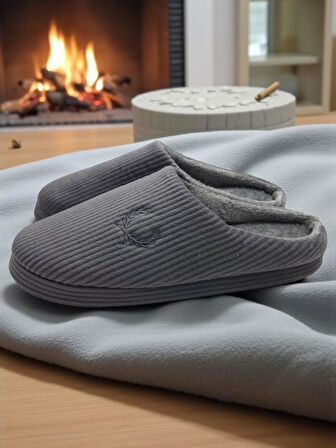 Erkek Ev Terliği Ses Yapmayan Yumuşak Rahat Taban İçi Yünlü Terlik