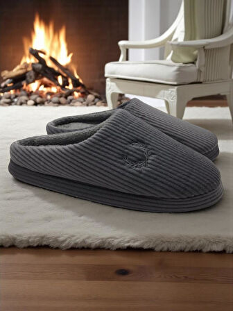 Erkek Ev Terliği Ses Yapmayan Yumuşak Rahat Taban İçi Yünlü Terlik