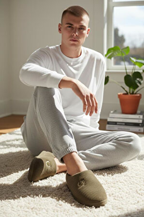 Erkek Ev Terliği Ses Yapmayan Yumuşak Rahat Taban İçi Yünlü Terlik