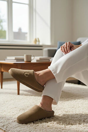 Erkek Ev Terliği Ses Yapmayan Yumuşak Rahat Taban İçi Yünlü Terlik