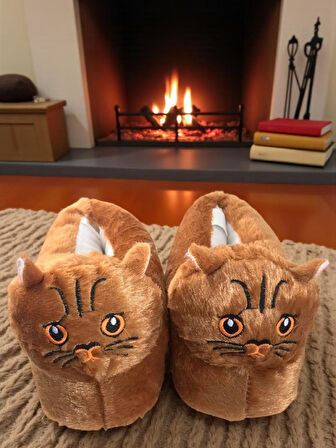 Kadın Kız Çocuk Yumuşak Soft Hayvanlı Kedi Figürlü Panduf Ev Ayakkabısı 