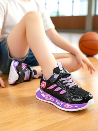Kız Çocuk Parlak Simli Siyah Fuşya Spor Ayakkabı Rahat Hafif Esnek Taban Sneaker
