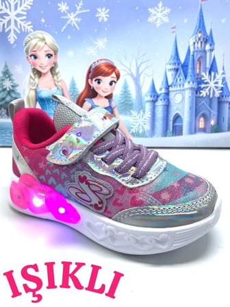 Kız Çocuk Işıklı Fuspetli Hafif Rahat Yumuşak Taban Pembe&Pudra Spor Ayakkabı  Sneaker