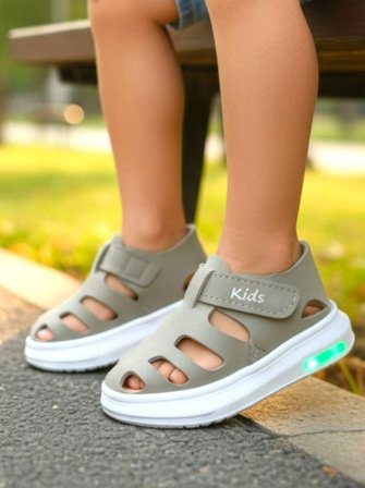 Işıklı Cırt Cırtlı Kız Çocuk Beyaz Yumuşak Ortopedik Taban Spor Sandalet Terlik