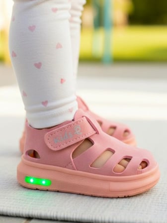 Işıklı Cırt Cırtlı Kız Çocuk Beyaz Yumuşak Ortopedik Taban Spor Sandalet Terlik