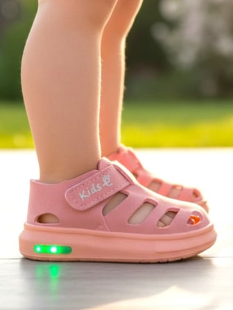 Işıklı Cırt Cırtlı Kız Çocuk Beyaz Yumuşak Ortopedik Taban Spor Sandalet Terlik