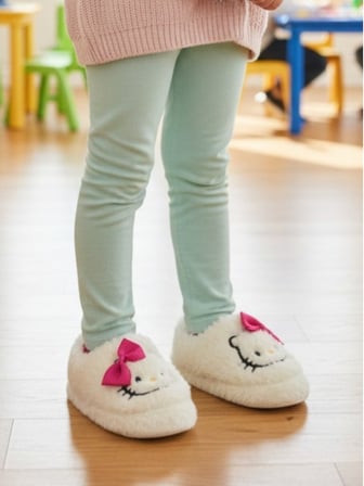Kız Çocuk Pembe Renk Kitty & Kromi Figürlü Kışlık Yumuşacık Ev Pandufu
