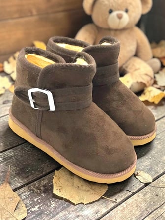 Çocuk Kız Bebek Kahverengi Tarçın Ultra Mini Süet Bot içi Kürklü Kışlık Taban Bot