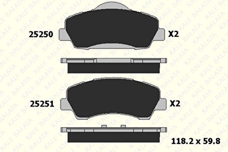 Psa On Fren Balatası P301 C Elysee Eb2 (1,2vti 12v) / Ec5 (1,6vti 16v) P308 II 2013> (mando Tipi) - Kale B 25250 188 05 Ans