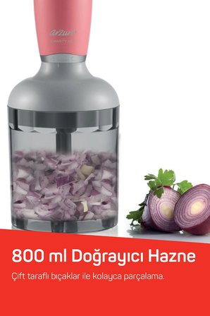 AR1108 Smarty Neo 900W El Blender Seti, Çırpıcı,Doğrayıcı Aparatlı, Paslanmaz Çelik Bıçaklı, Siyah