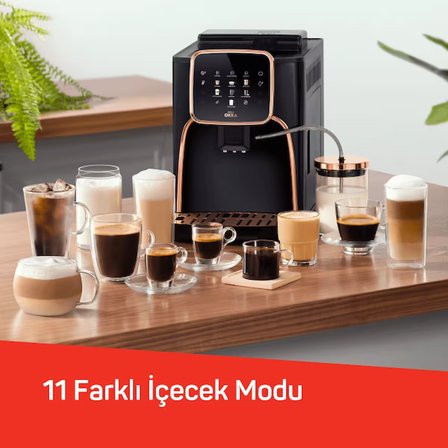 OK0028 Okka Espresso Pro M Tam Otomatik Espresso Makinesi, 11 Sıcak ve Soğuk İçecek, Krom