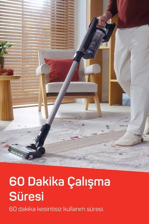 AR4208 Magiclean Propower Şarjlı Dikey Süpürge 500 W, BLDC Motor Gücü, 60 Dk Kullanım, Siyah