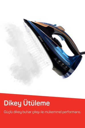 AR6043 Steamlux Buharlı Ütü Seramik Taban 3000W, 225 gr/min Şok Buhar, Mavi