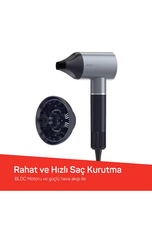 AR5169 Revolution Profesyonel İyonlu Saç Kurutma Makinesi 1600W, BLDC Motoru, Platin Gri