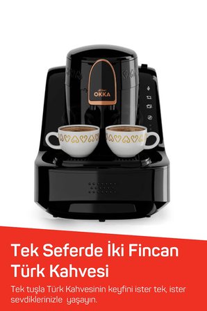 OK0040 Okka Elite Türk Kahvesi Makinesi Bol Köpüklü Közde Lezzeti, 2 Fincan Kapasiteli, Bakır
