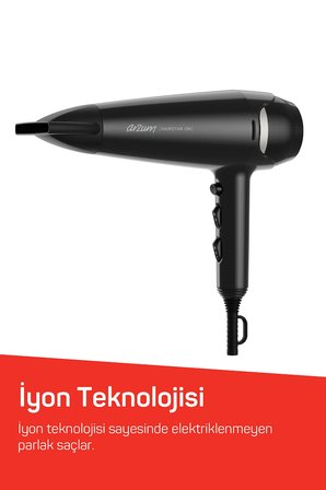 AR5138 Hairstar Ion Saç Kurutma Makinesi 2300 W, 2 Hız, 3 Isı Ayarı, Siyah