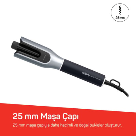 Arzum AR5171 Revolution Pro Otomatik Bukle ve Saç Maşası 25 mm Seramik LCD Ekran Siyah