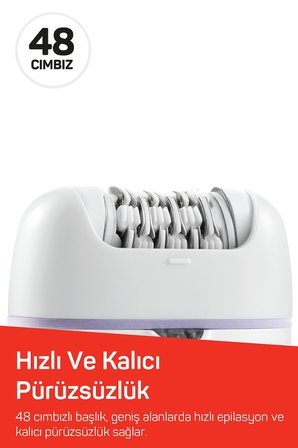 AR5173 Sateen Touch Şarjlı Epilasyon Cihazı, Beyaz