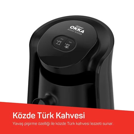 OK0049 Okka Minio Közde Türk Kahvesi Makinesi Bol Köpüklü Közde Lezzeti, 4 Fincan Kapasiteli, Siyah