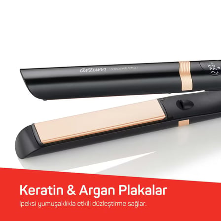 AR5184 Volume Pro İnce Plakalı Saç Düzleştirici, Keratin ve Argan Yağlı Plaka, İyon Teknolojisi, Siyah