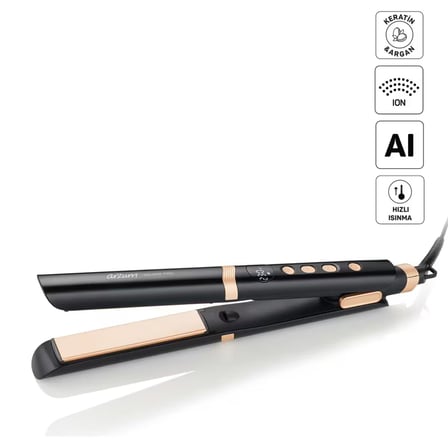 AR5184 Volume Pro İnce Plakalı Saç Düzleştirici, Keratin ve Argan Yağlı Plaka, İyon Teknolojisi, Siyah