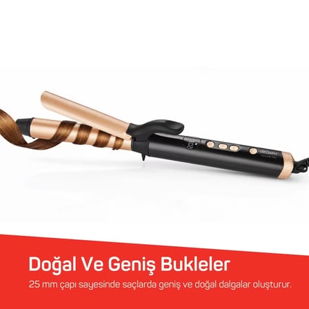 AR5186 Volume Pro Saç Maşası, Keratin ve Argan Yağlı Plaka, 25 mm maşa çapı, Siyah