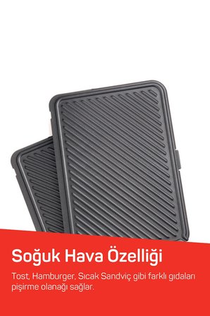 AR2007 Sultane 1800W 4 Dilim Kapasiteli Izgara ve Tost Makinesi, 180 Derece Açılır Gövde, Kırmızı