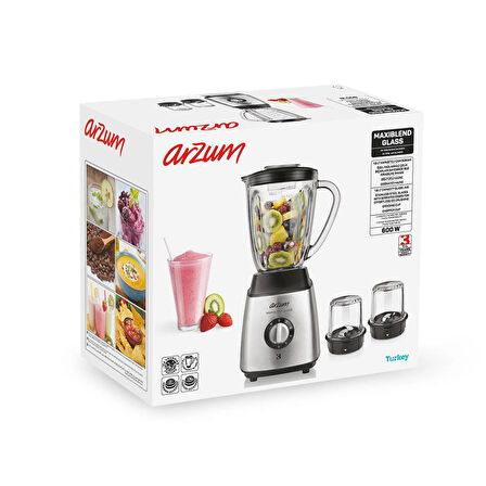 Arzum Maxiblend Glass Sürahi Blender Paslanmaz Çelik - AR1056