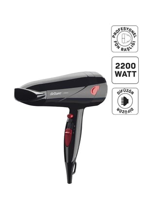 AR569 Linda Saç Kurutma Makinesi 2 Hız Ayarı, Soğuk Hava ve Difüzör, 2000W, Siyah