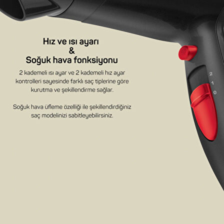 Arzum Linda 2000W AC Motor Saç Kurutma Makinesi Siyah - AR569