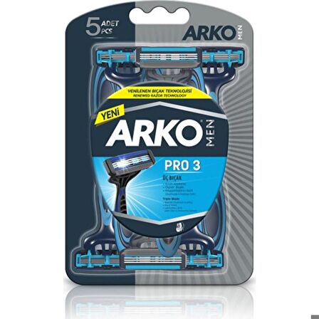 Arko Men Pro 3 Traş Bıçağı 3 Bıçak 5 li Kartela