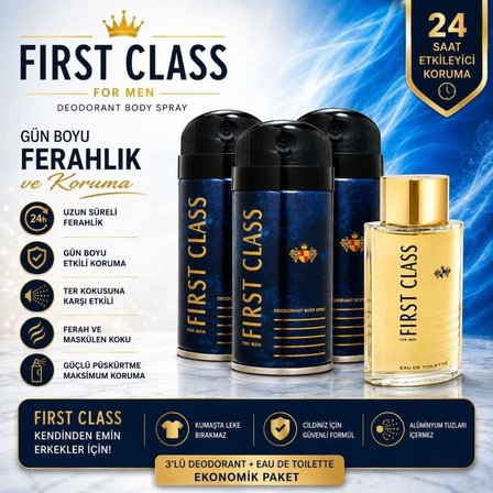 First Class Erkek 100 Ml Edt + 3X150 Ml Deodorant