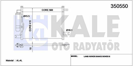Chevrolet Klima Radyatoru (kondenser) Aveo Daewoo Kalos 1,2 / 1,4 02> T200 (542x414x17) Kurutucu İle - Kale 350550