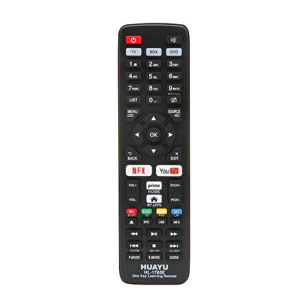 Huayu Prime Video Youtube Netflix Tuşlu TV-Uydu-DVD Öğrenebilen Akıllı Kumanda Her Televizyona Uyan Kumanda