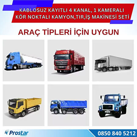 Kablosuz Kameralı 7 inç Kayıtlı Monitör Full HD BSD Kör Nokta Uyarı Sistemli Tak Kullan Kamera Seti