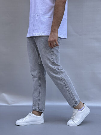 Açık Gri Yıkamalı Boyfriend Pantolon