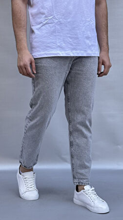 Açık Gri Yıkamalı Boyfriend Pantolon