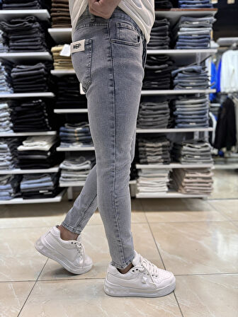 Açık Gri Mavi Yıkamalı Skinny Fit Jean 451CslKe