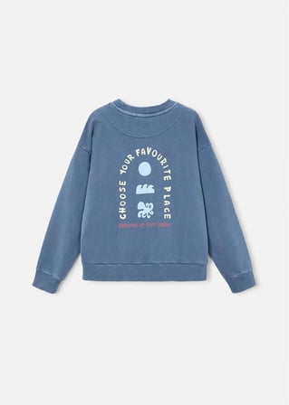 The Boston Kids Erkek Çocuk Baskılı Sweatshirt Mavi 6423