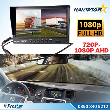 Kayıtlı 9 inç ikiye Bölen 2 Kanal Split AHD 1080P/720P destekli 4 Pin 256 GB SD Destekli Monitör